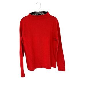 Eileen Fisher Sweater Orange Cozy Soft Basic Wool Reversible Funnel Neck Small